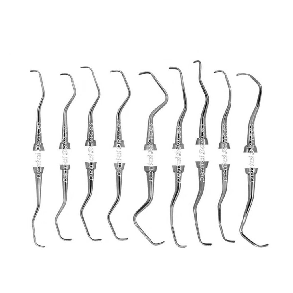 A row of dental tools
AI-generated content may be incorrect.